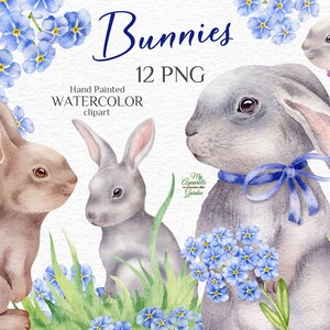 Aquarel paashaas clipart. Afdrukbaar. Kleine schattige dieren, konijn, kerstkaarten, kinderkamerkunst. Afdrukbare PNG-download.
