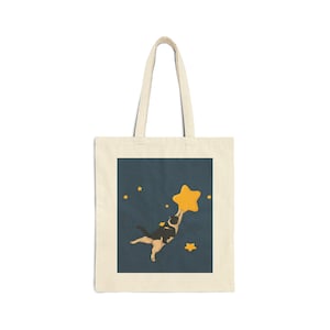 Kitty Under the Starlight Tote Kitty&#39;s Starry Night Soiree Tote Bag Cat Dreams Bag Shoulder Tote Bag Starry Whiskers Adventure Bag Gift