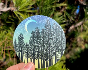 3"x3" Holographic Sticker "Moonlit Trees'