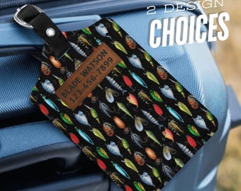 Personalized Fishing Lure Luggage Tag Custom Bag Tag for Fishermen Suitcase ID Tag for Boys who love to Fish Travel Gift for Son Husband