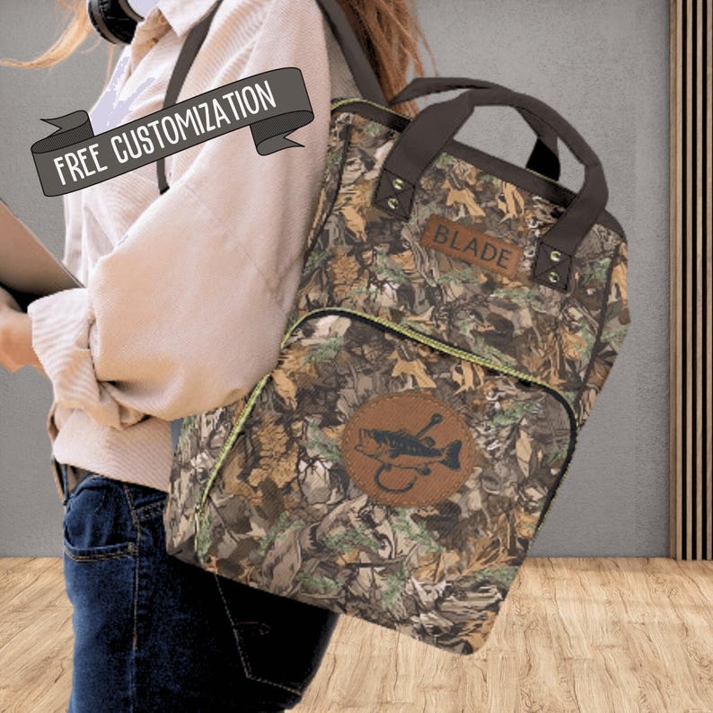 Camouflage Diaper Backpack with Name Diaper Bag Backpack Camo Baby Bag Gift for New Dad Fathers Baby Shower Gift Ideas for Baby Boy Camouflage Diaper Backpack
