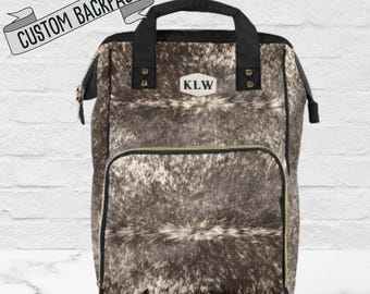 Western Backpack for School Laptop Backpack Cowgirl Diaper Bag Cow Print Backpack Purse Monogram Baby Gift Shower Gift Idea For New Parents