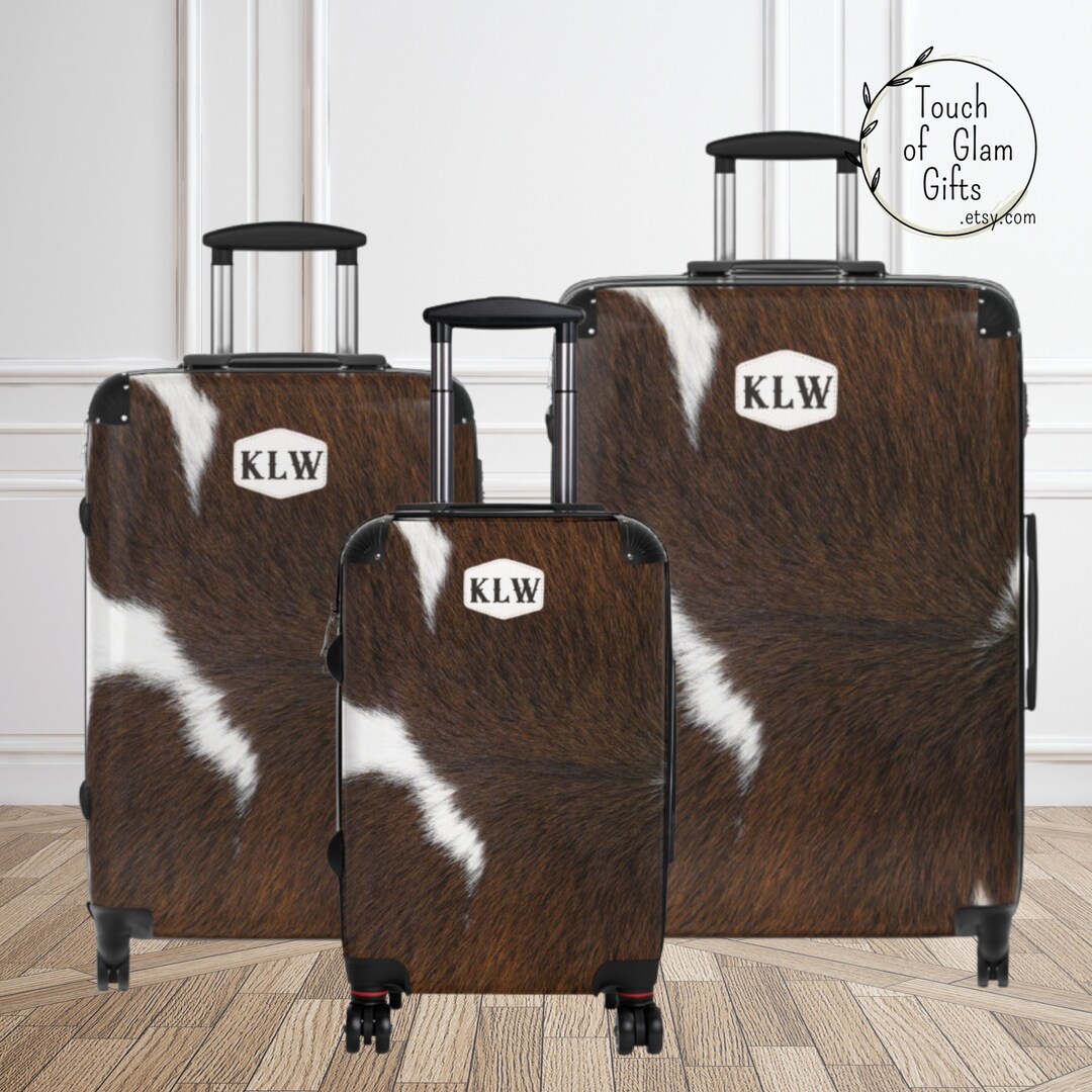 Monogram Cowhide Luggage 8 Personalized Cow Print Suitcase - Etsy