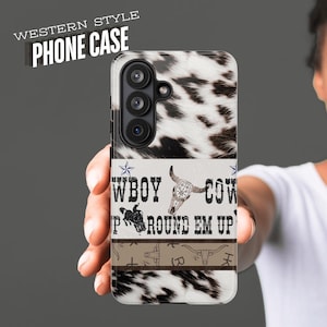 Coque de téléphone western pour iPhone, Samsung Galaxy et Google Pixel, style cowgirl, accessoire de protection pour les fans de rodéo et de western. Idée cadeau pour les fans de rodéo. Accessoire mobile style cowboy.