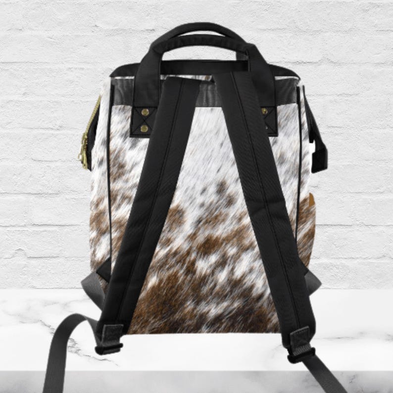 Personalized Cowhide Diaper Bag Backpack Monogrammed Cow Print Baby Bag Western Travel Bag Baby Shower Gift for New Mom Gift for Baby bild 3