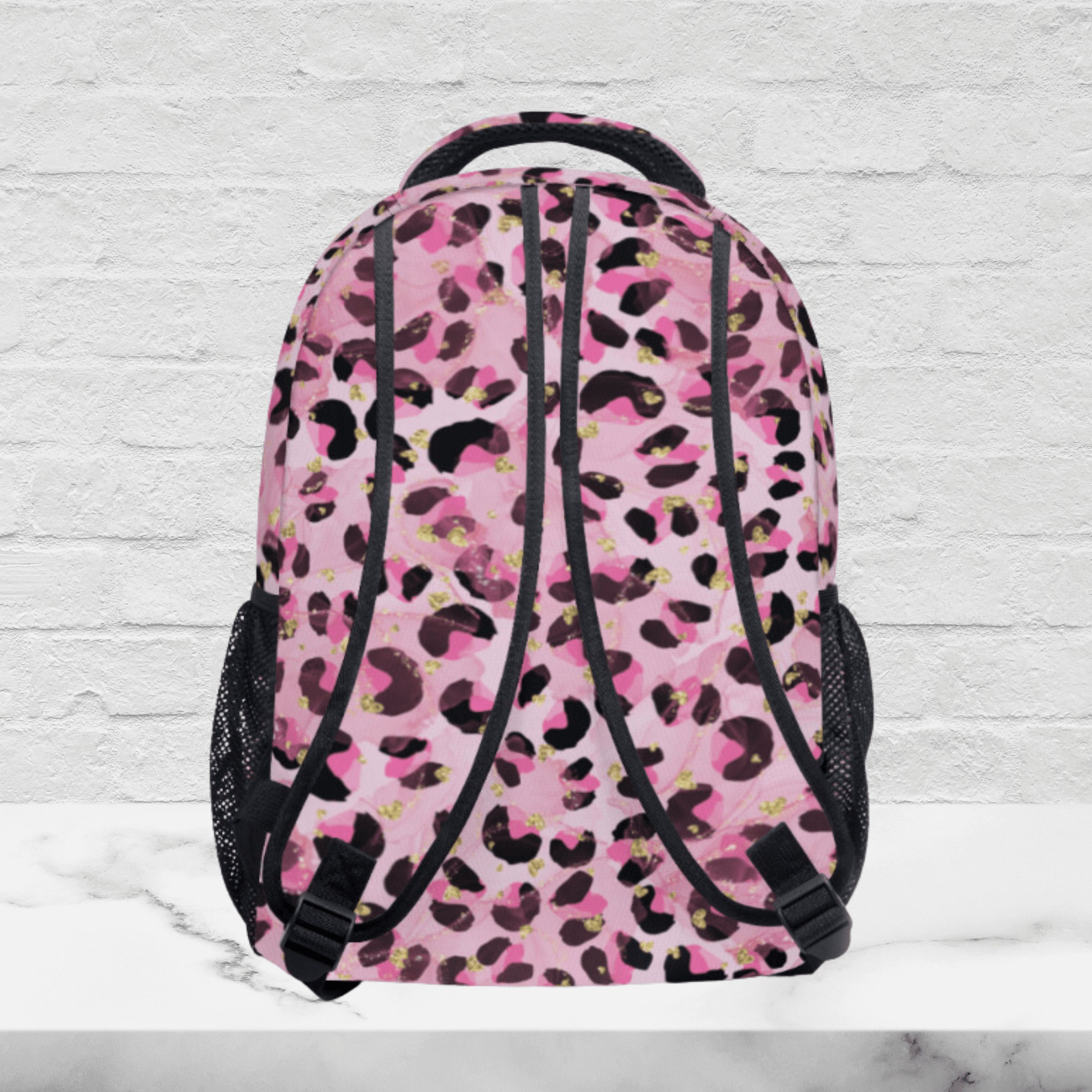 Betsey Johnson Leopard Backpack Pink Trim Nylon Travel School Bag Pink Leopard Print Backpack Personalized School Bag Girl  main image 2