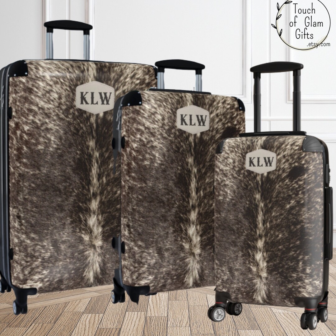 Cow Print Luggage 5 Cowhide Suitcase Monogram Suitcase - Etsy