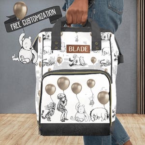 Winnie the Pooh Diaper Backpack Custom Diaper Bag with Baby&#39;s Name Gift for Baby Shower Pooh & Friends Mommy Bag Bear Baby Gift for New Mom
