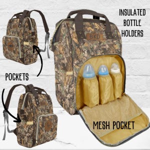 Camo Diaper Bag Backpack Camo Baby Bag Gift for New Dad Fathers Baby Shower Gift Ideas for Baby Boy Camouflage Diaper Backpack with Name bild 6