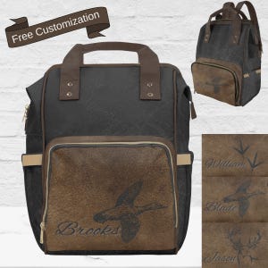 Masculine Diaper Bag for New Dad Black Brown Diaper Backpack Gift for Baby Boy