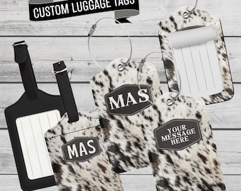 Personalized Western Luggage Tags Cowhide Print Suitcase Tag Gift Idea for Her Faux Leather ID Tag Gift-for-Travel Bag ID Travelful Gift