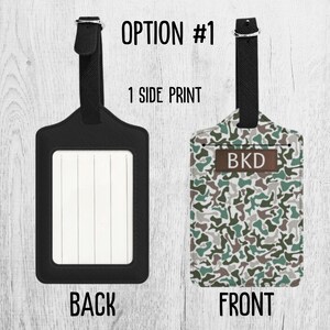 Camouflage Suitcase Tag Faux Leather ID Tag Gift Idea for Deer Duck Hunter Groomsmen