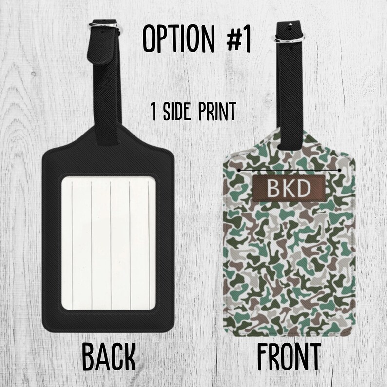Camouflage Suitcase Tag Faux Leather ID Tag Gift Idea for Deer Duck Hunter Groomsmen