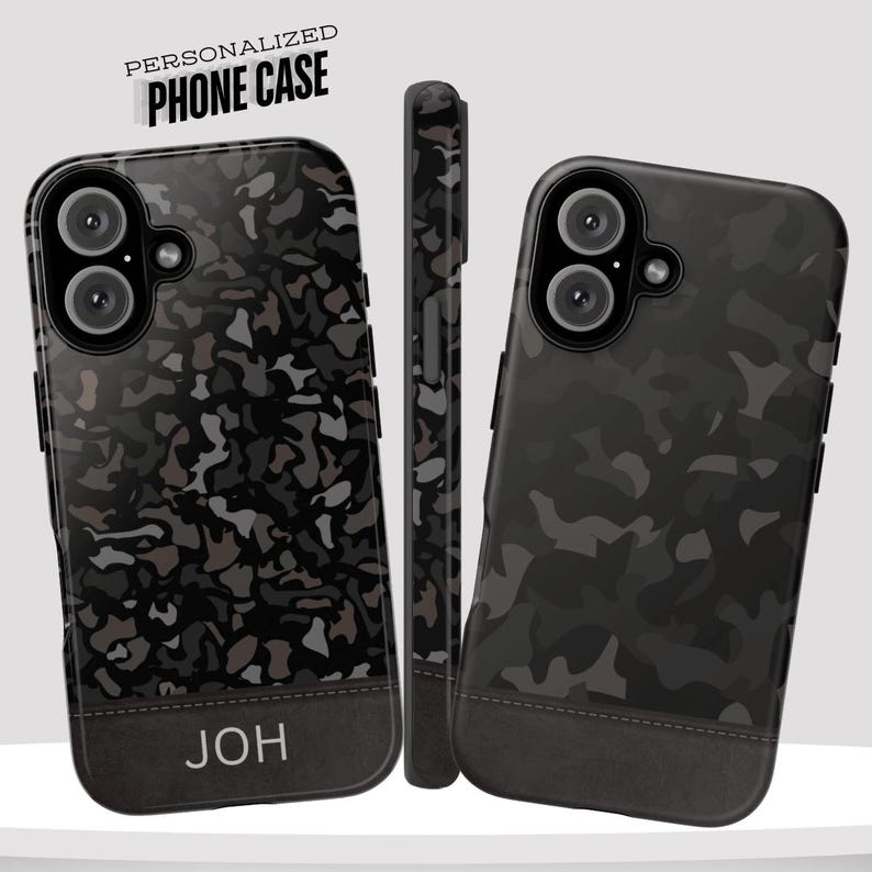 Customizing Phone Case Custom Phone Case Monogram Protective Black Camo Pattern Personalized ...