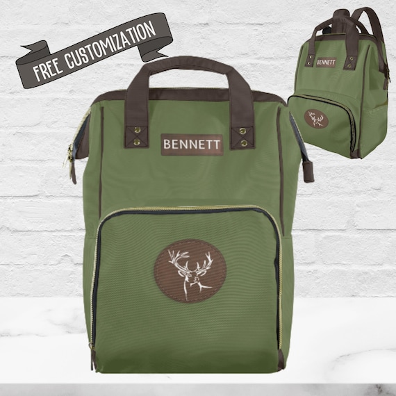Personalized Army Green Diaper Bag Gift for New Dad Customized