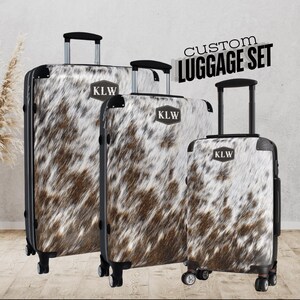 Cow Hide Print Suitcase Personalized Gift Ideas for Women