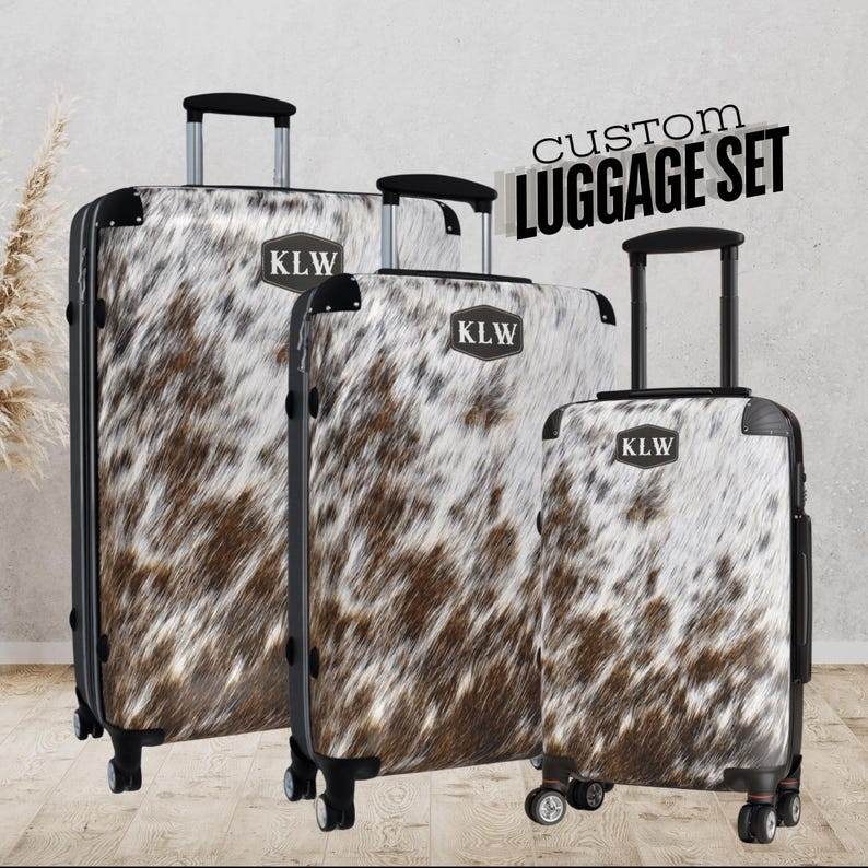Cow Hide Print Suitcase Personalized Gift Ideas for Women