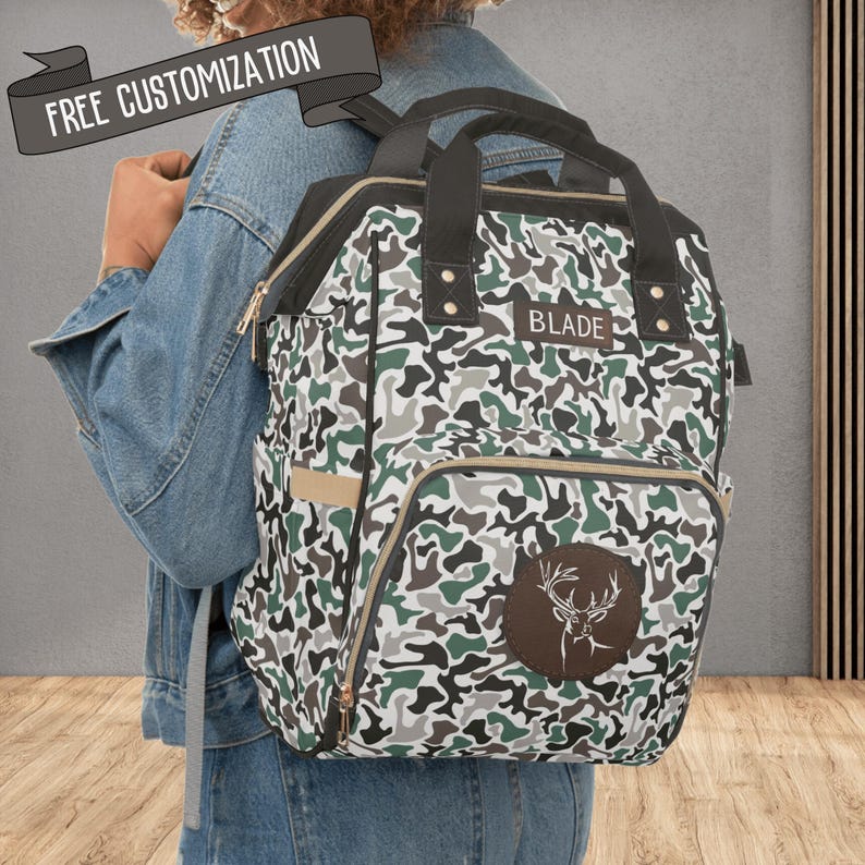 Diaper Bag Backpack Camo Baby Bag for Men Monogram Diaper Backpack for Fathers