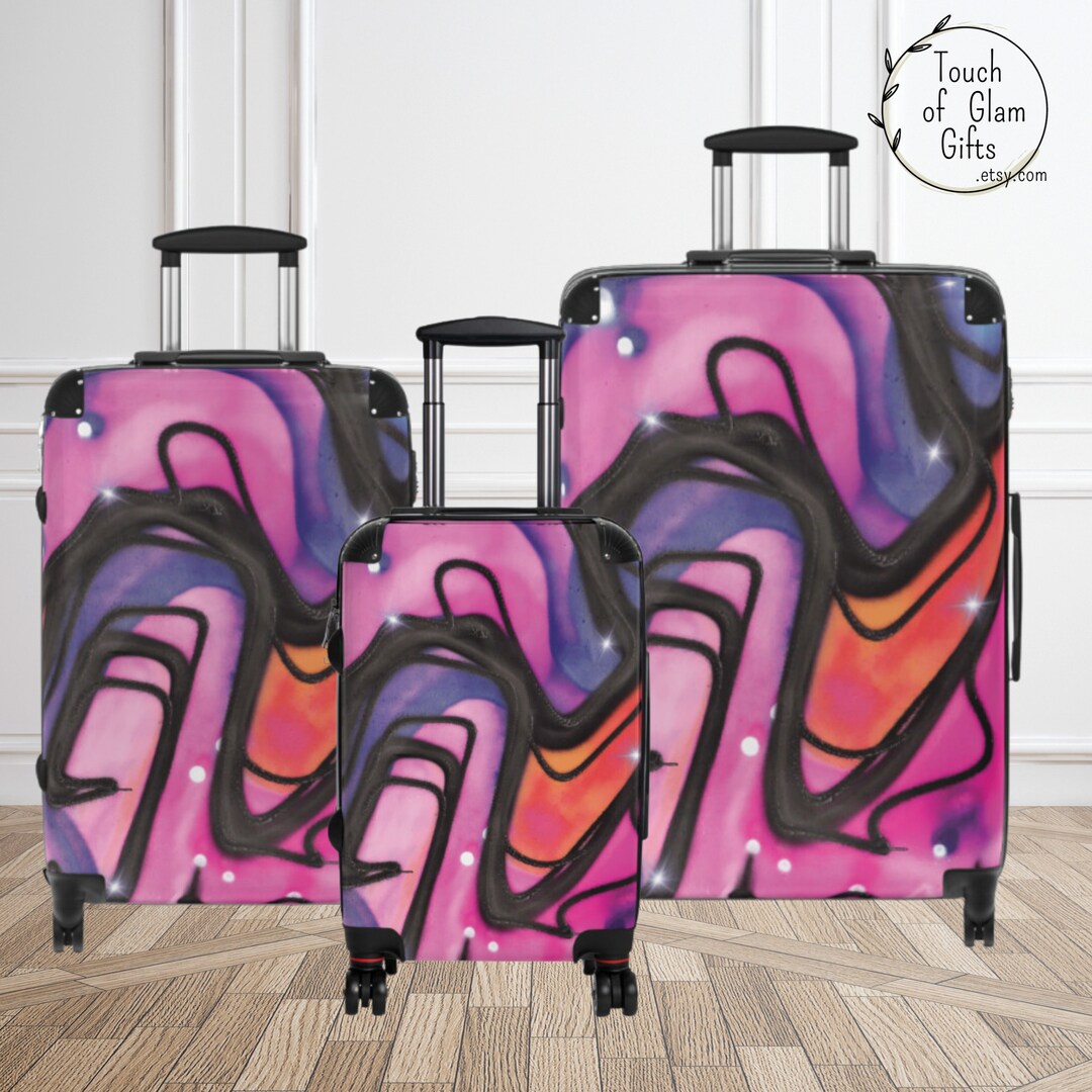 Pink Suitcase Pink Luggage With Wheels Pink Luggage for Etsy