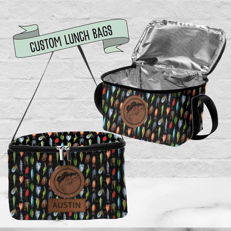 Fishing Lure Lunch Box for Boys Reusable School Lunch Bag for Kids