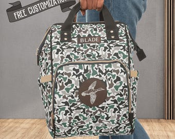 Personalized Camouflage Diaper Bag Backpack Camo Baby Bag for Men Monogram Diaper Backpack for Fathers Baby Shower Gift for New Dad Baby Boy