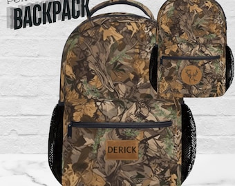 Camouflage Backpack Camo Carry All Bag for Hunter Monogram Backpack for Men School Backpack for Boys Gift For Husband Boyfriend Kids