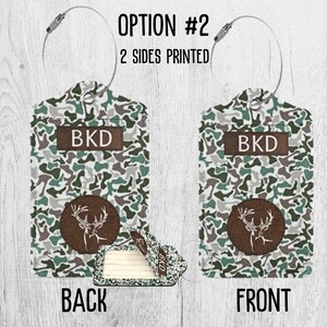Camouflage Suitcase Tag Faux Leather ID Tag Gift Idea for Deer Duck Hunter Groomsmen Custom Travel Bag ID