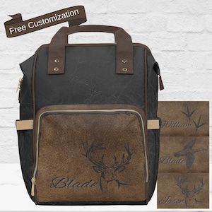 Diaper Bag for New Dad Black Brown Diaper Backpack Gift for Baby Boy Turkey Deer Duck Hunter Baby Shower Gift Mens Baby Travel Bag