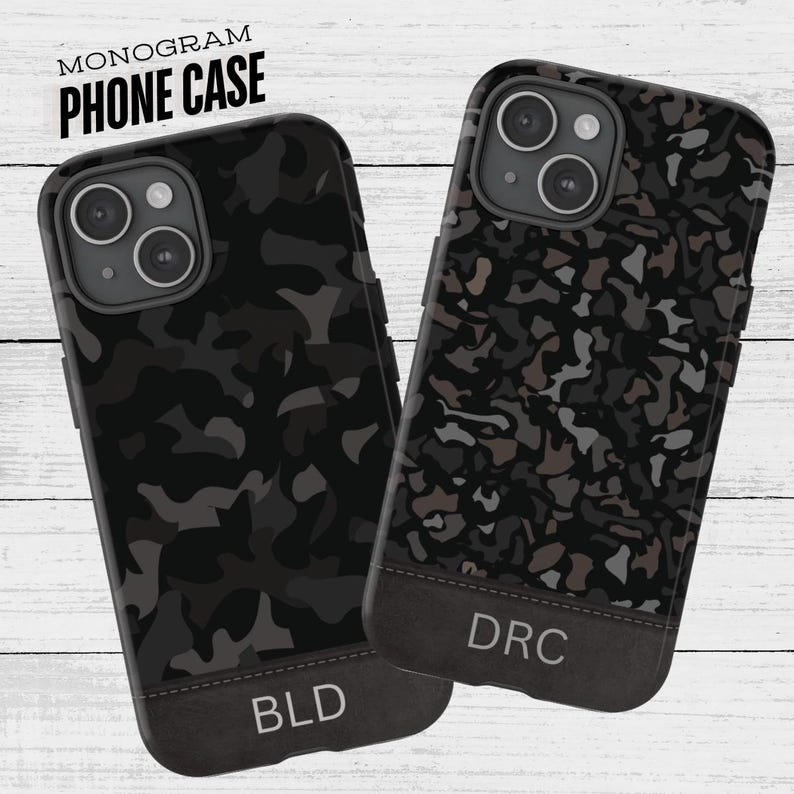 Customizing Phone Case Custom Phone Case Monogram Protective Black Camo Pattern Personalized ...