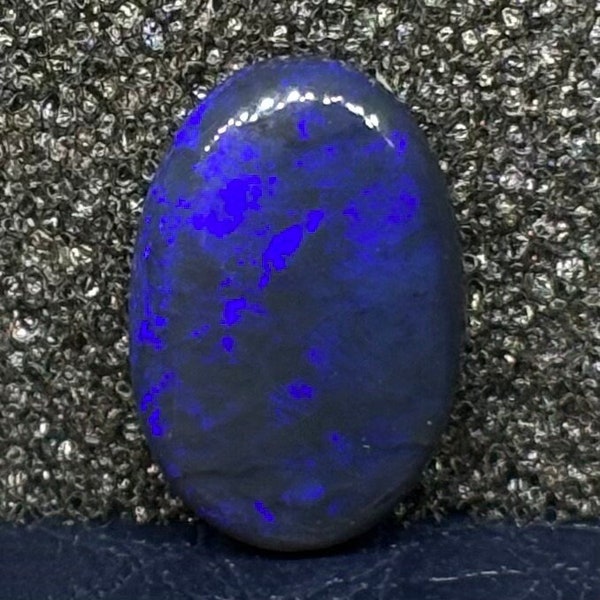 Australian Lightning Ridge Black Crystal Opal Oval Cut Electric Blue Pattern