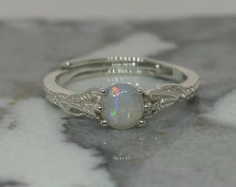 Australian Lightning Ridge Firework Opal Ring