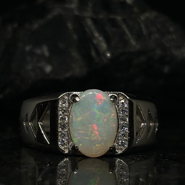 Oversized Horca Brazilian Opal Set In A Custom Designer Sterling Silver Ring