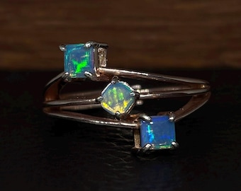 Solid 14k Rose Gold Welo Ethiopian Troika Opal Ring
