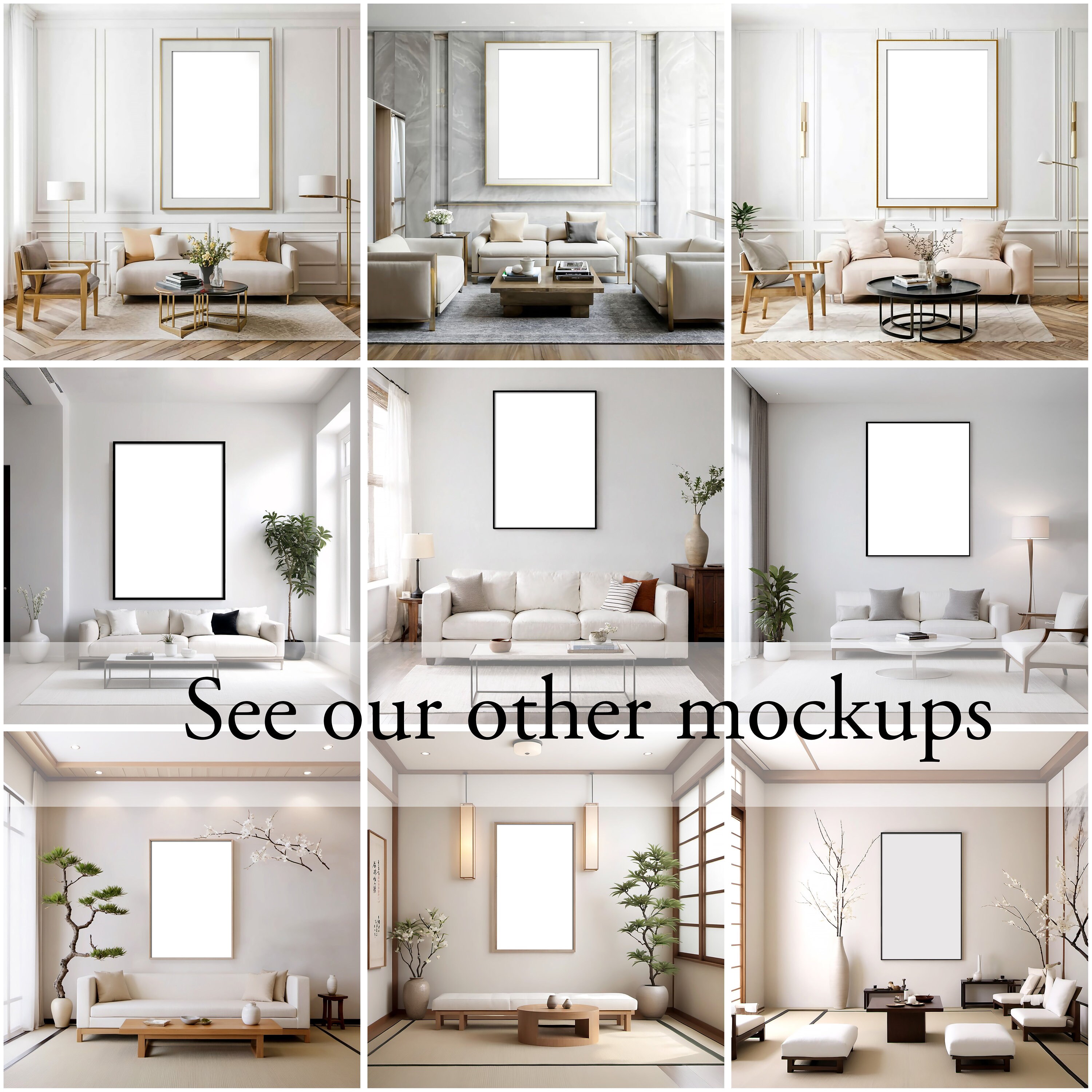 Interior Design, Room Mockup, Modern Living, Luxury Room, Poster Mockup ...