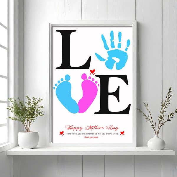 Gift For Mom,Diy Kid Craft,Diy Personalized,Mother'S Day,Craft Gift,Kids Baby Toddler,love inscription,Handprint Keepsake,Handprint Kit,,mom