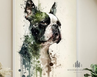 Boston Terrier Watercolor Printable Art Dog Print Instant Download Poster Wild Life Gift Animals Wall Decor Nursery Animal Painting