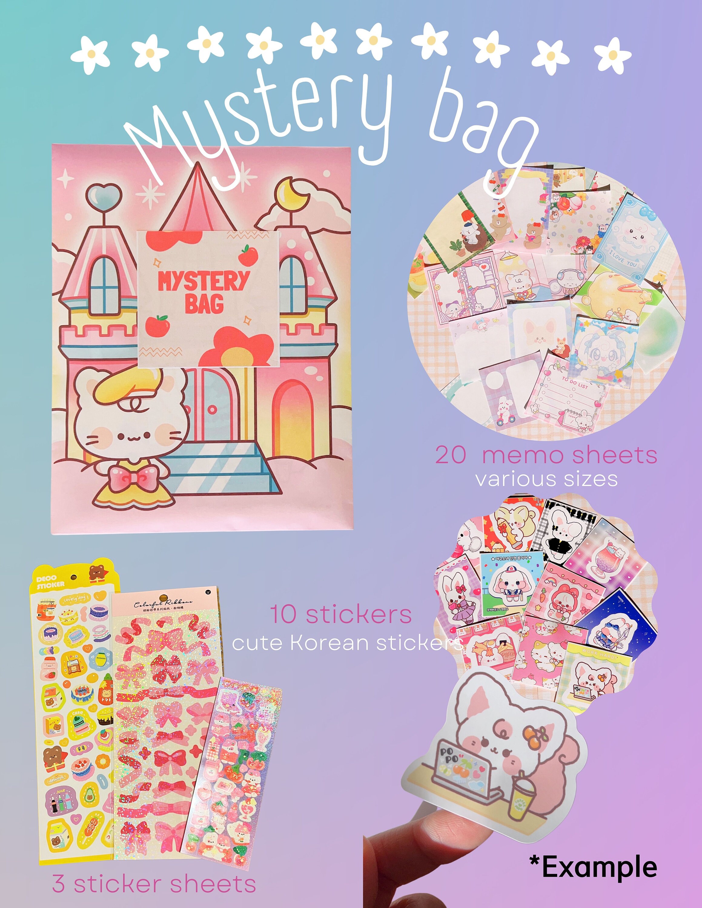 Cute Korean Stationery Grab Bag/mystery Bag/sticker Grab Bag/stationery