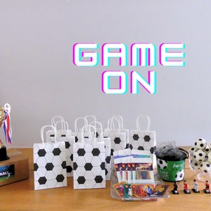 Bolsa de regalos para fiesta de cumpleaños de fútbol con minifiguras y tarjetas