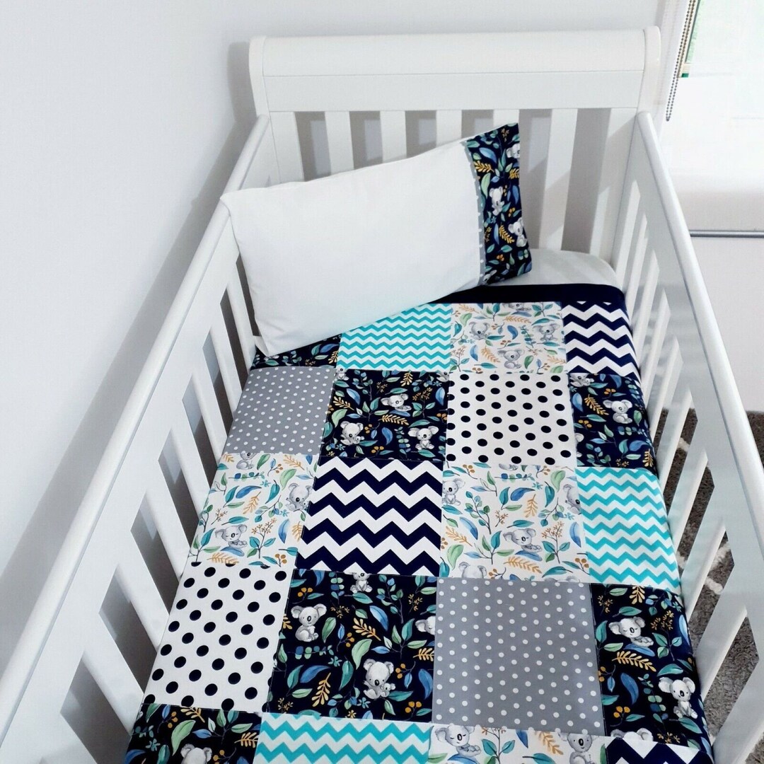 Handmade Australian Koala Patchwork Cot Quilt Toddler Pillowcase Set