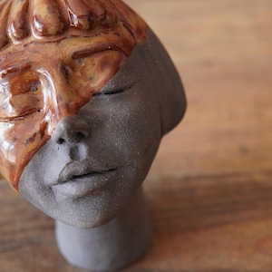 Handmade Ceramic Face Sculpture: Abstract Minimalist Bust Art