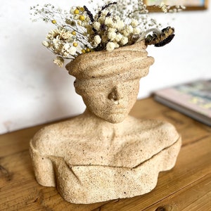Handmade Ceramic Head Planter: Figurative Sculpture Vase