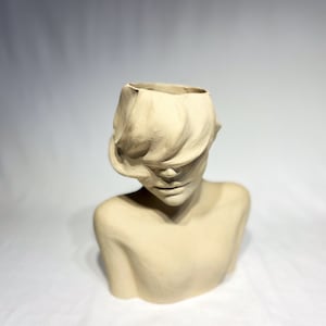 Keramikskulptur Übertopf & Innendekoration, Kopf-Topfbüste Figuratives Kunstwerk für Einzigartige Räume, Handgefertigte Vase