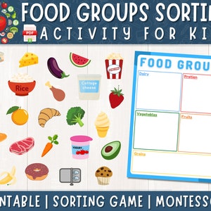 Atividade de classificação de grupos de alimentos | Imprimível | Classificação de alimentos saudáveis e não saudáveis | Alimentação Saudável | Classificação de Alimentos | Jogo de classificação de alimentos para crianças