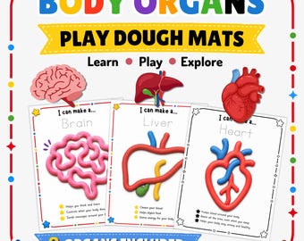 Human Body Organs Play Dough Mats | Tracing, and Kid-Friendly Facts | Anatomy for kids | Instant Download