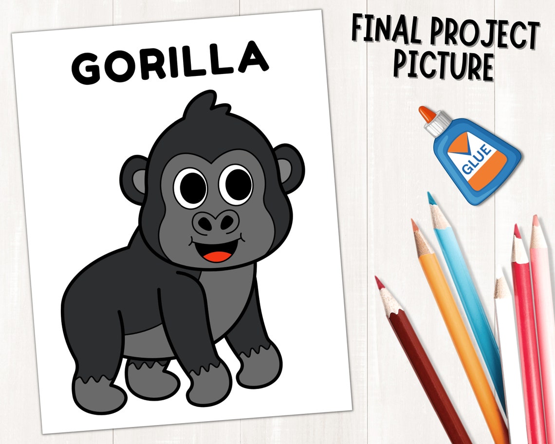 Printable Gorilla Craft for Kids Forest Animal Craft Zoo Animal Craft ...