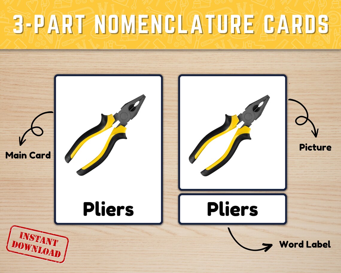 Tools Printable Flashcards Tools Montessori 3parts Cards Tools