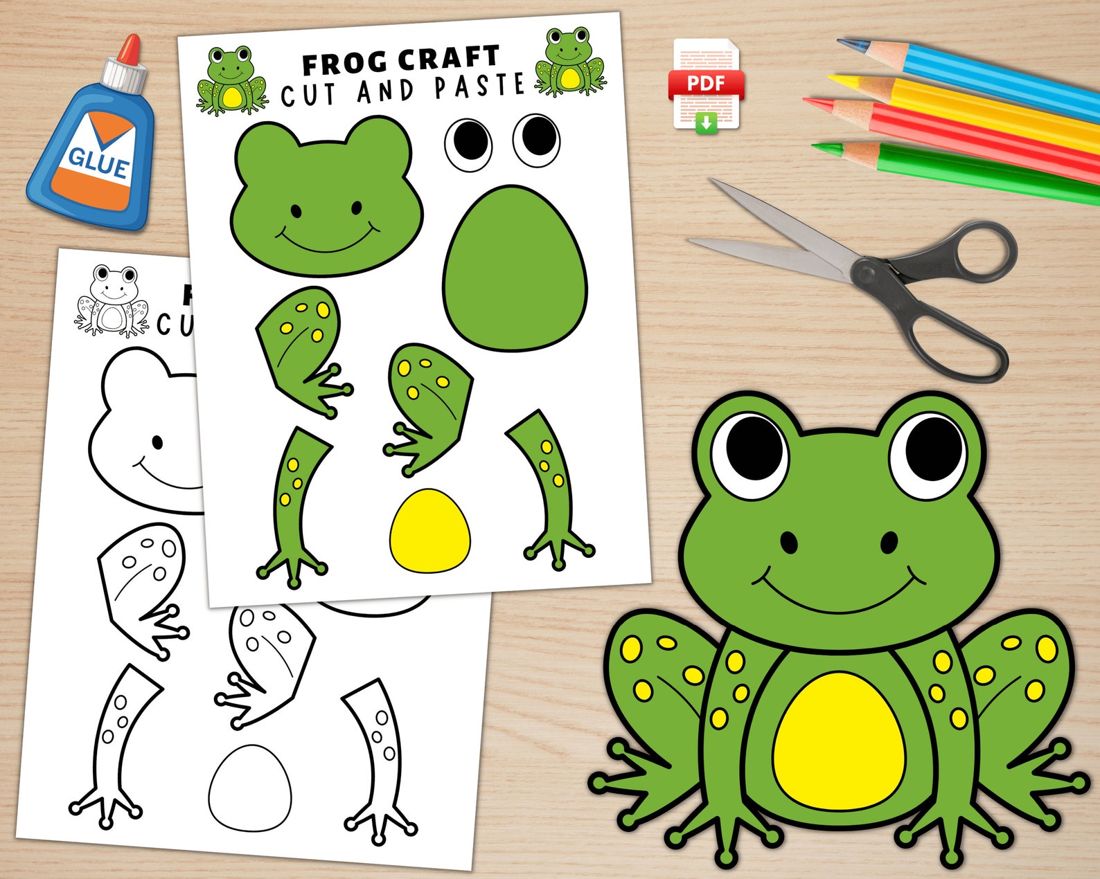 Printable Frog Craft for Kids Spring Craft Activity Pond Life Activity ...
