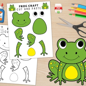 Druckbare Frosch-Kunst für Kinder | Frühling Bastelaktivität | Teichleben-Aktivität | Frosch Papiermodell | Frosch bauen | Frosch Malseite | PDF-Datei