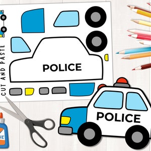 Printable Police Car Craft | Transportation Craft | Build a Police Car | Patriot Day Activities | Police Car Paper Craft | PDF