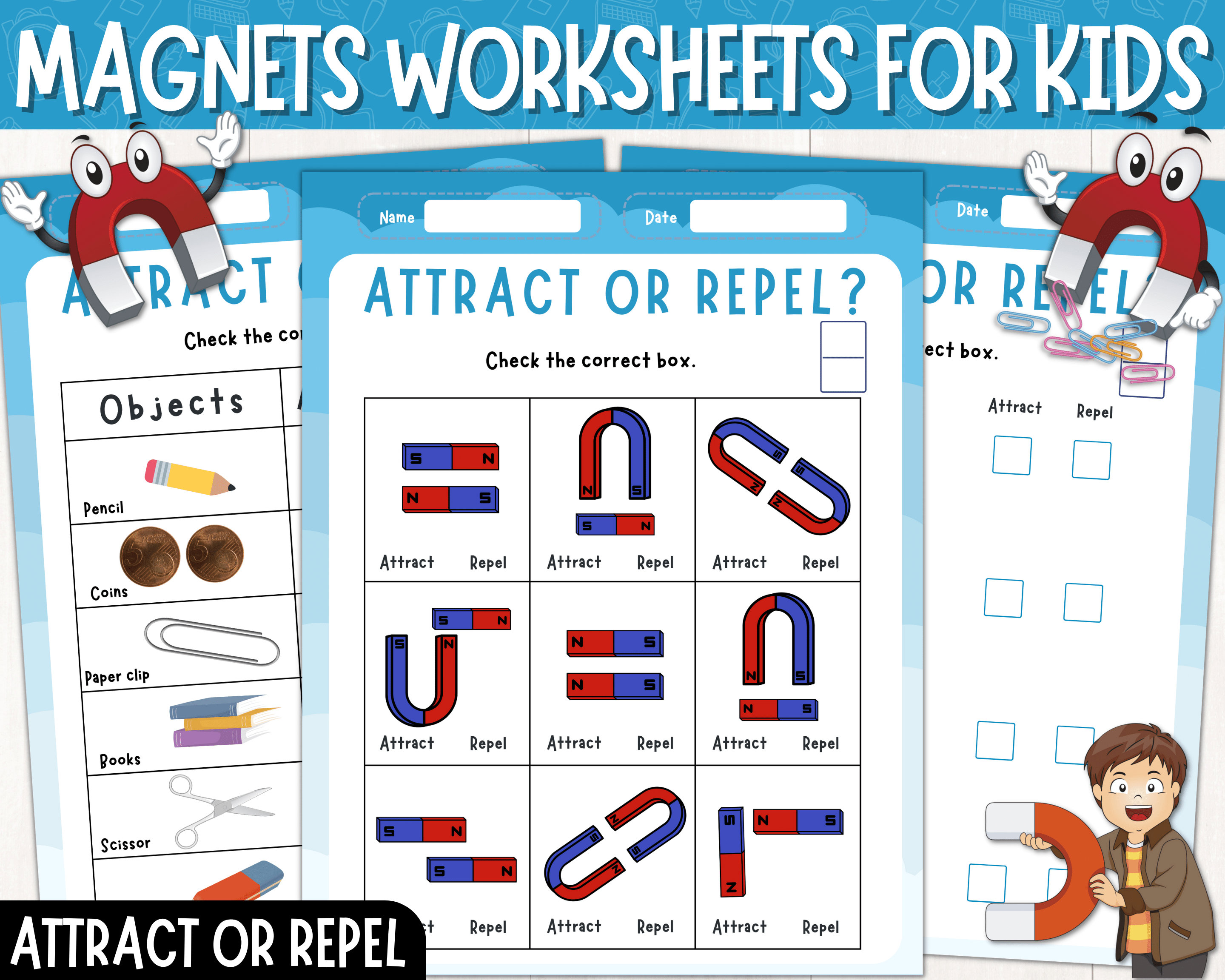 Magnets: Attract or Repel Worksheets, Magnets Activities